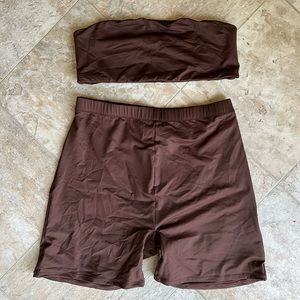 Skims Swim in the color Cocoa
